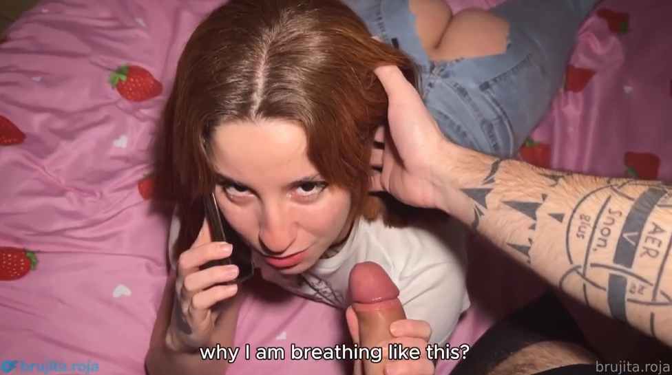 Brujita Roja Talking To My BF While My Friend Fucks Me