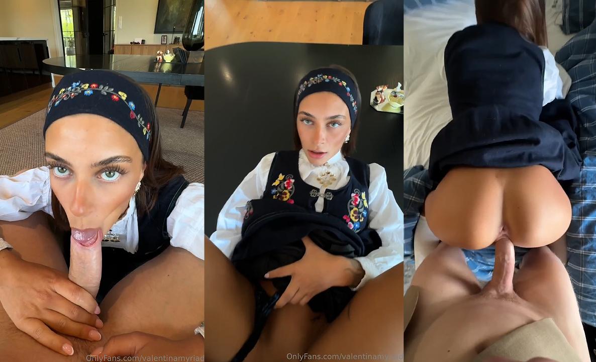Valentina Myriad wird mit ihrem Kleid an hart rangenommen